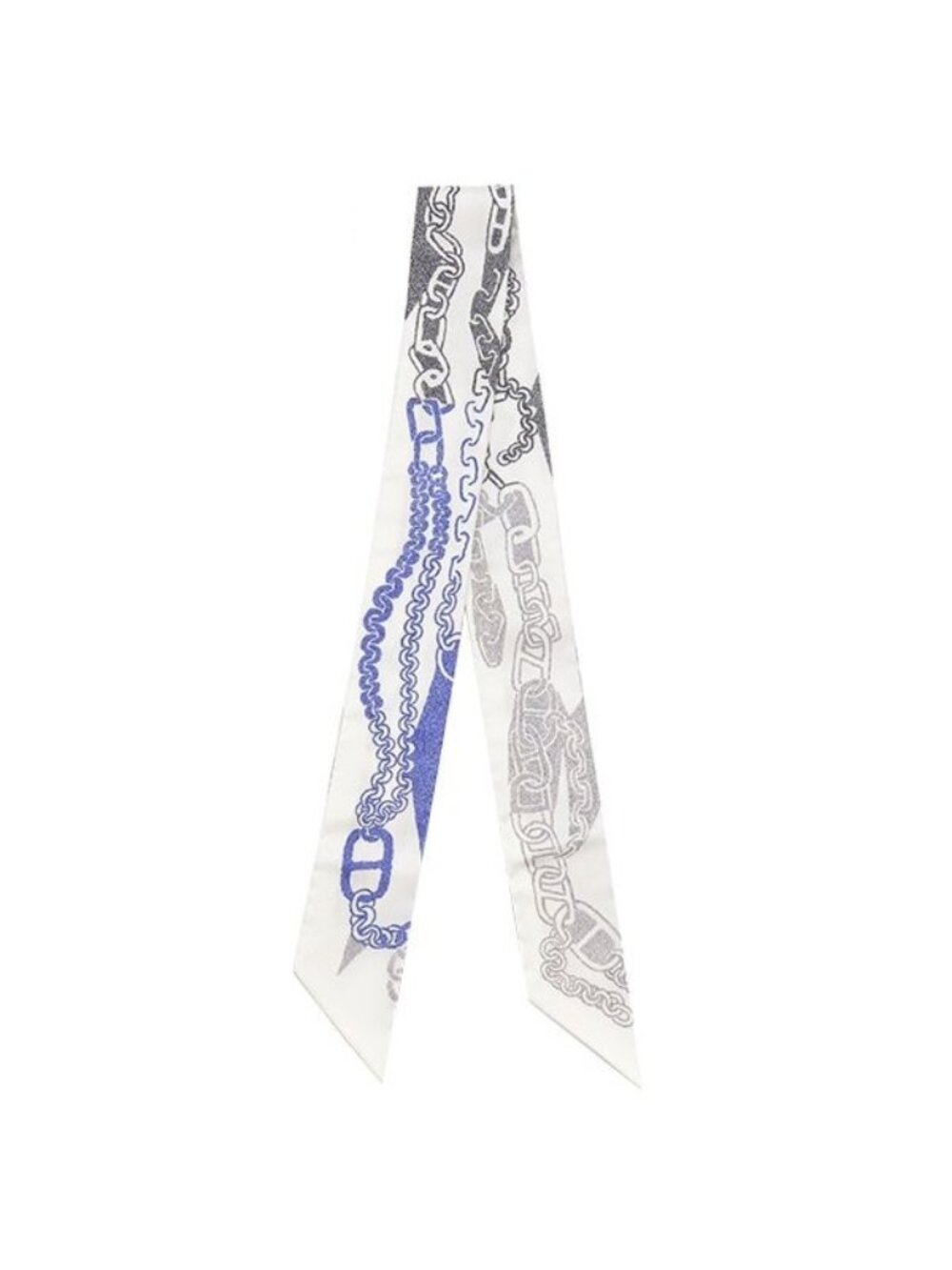 Hermes Scarf Twilly Silk White Anthracite Ankle Boucle